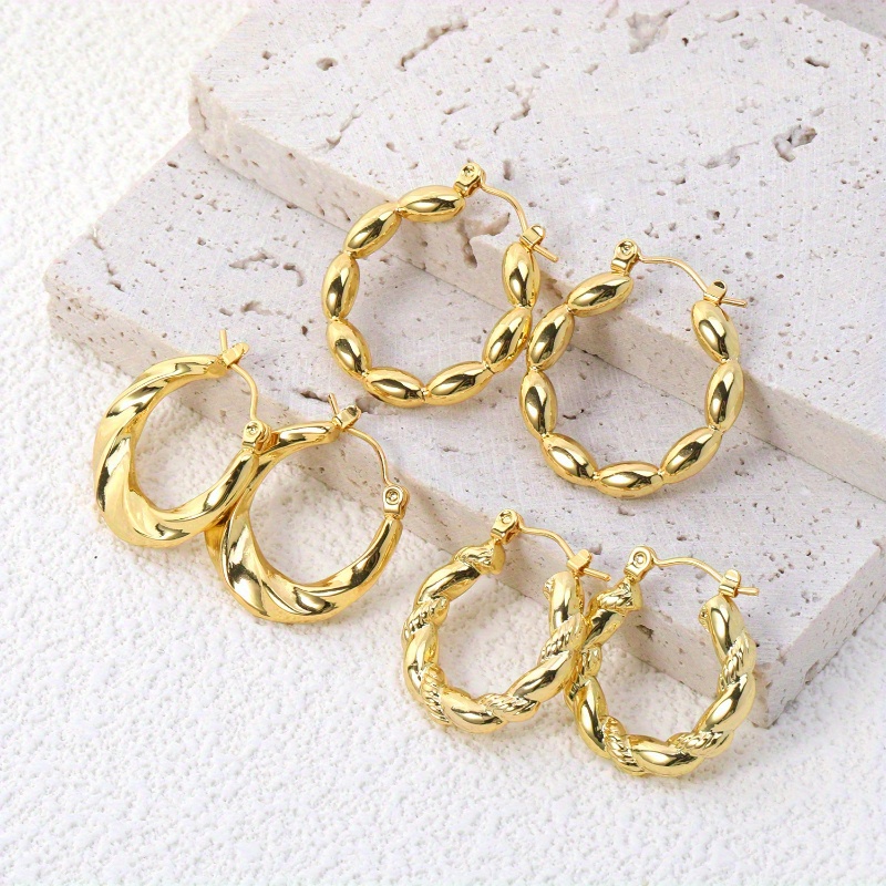 6pcs Women's Classic Luxury Twisted Hoop Earring Set